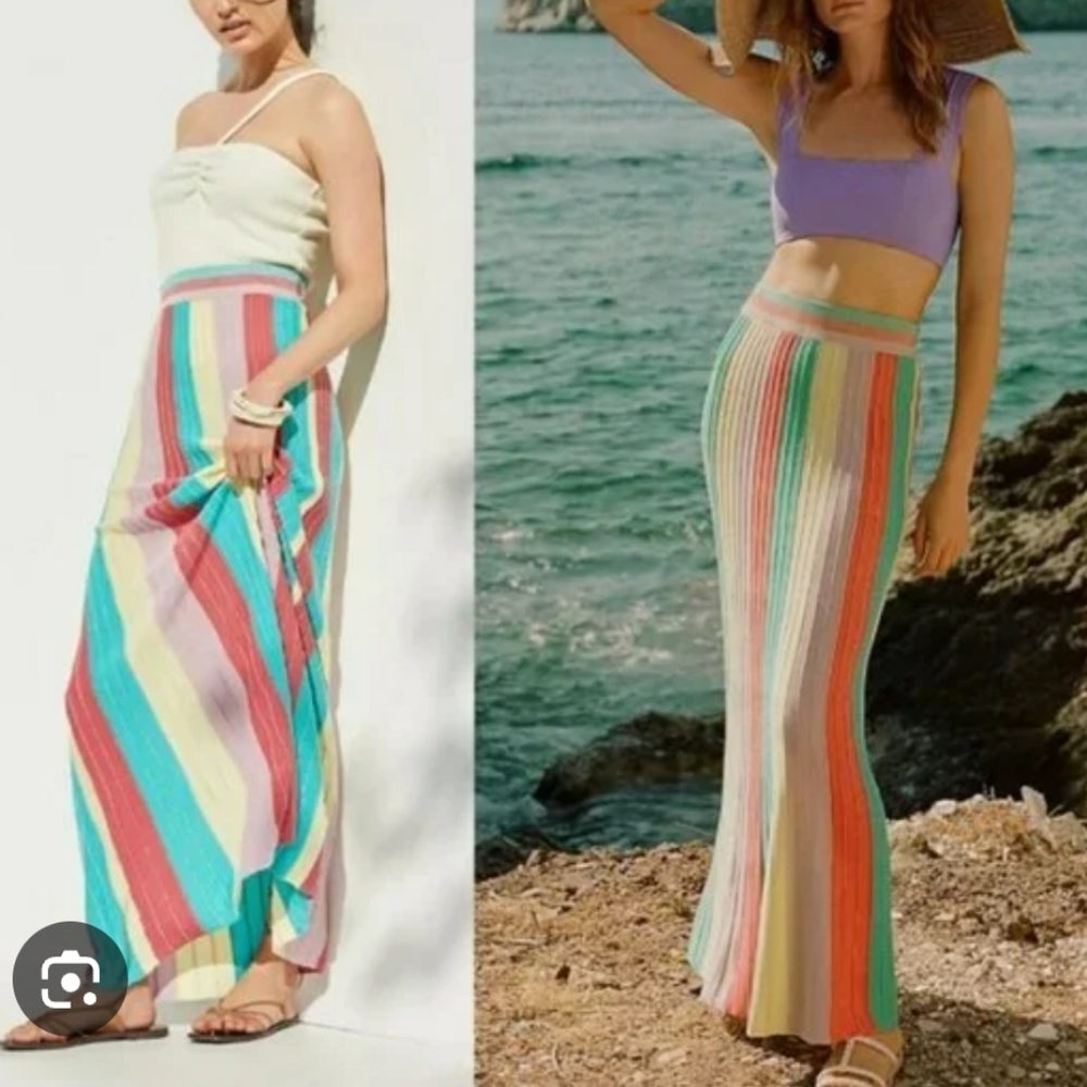 Anthropologie Pastel Stripe Find Me Now Skirt Size XS Bohemian Resort - Picture 3 of 12